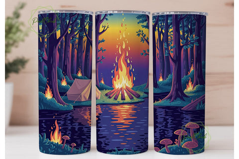 Enchanted Forest Campfire 20oz Tumbler Sublimation PixelChick 