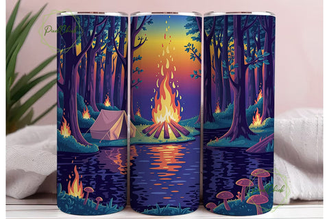 Enchanted Forest Campfire 20oz Tumbler Sublimation PixelChick 
