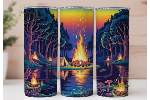 Enchanted Forest Campfire 20oz Tumbler Sublimation PixelChick 