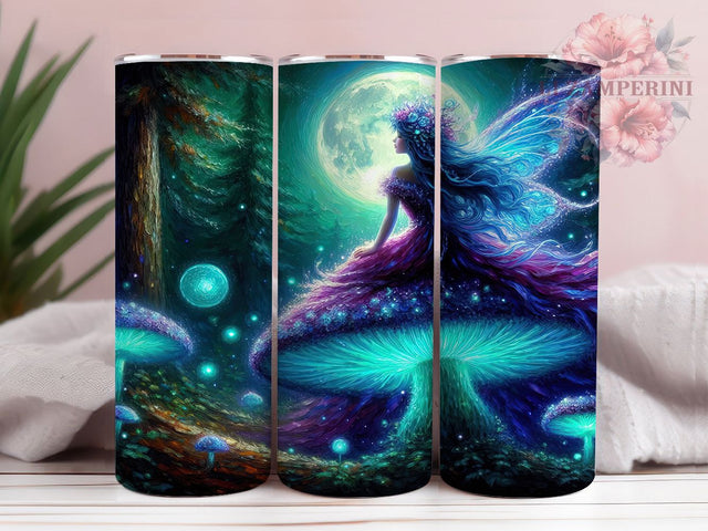 Enchanted Forest Fairy Tumbler, Mystical Fantasy Theme, Enchanted Forest Design, Magical Creature Artwork, Whimsical Style, Ethereal Glow Effect, Tumbler Wrap, Sublimation Design, 20oz Tumbler, Fantasy Sublimation Li Zamperini 