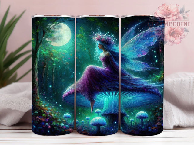 Enchanted Forest Fairy Tumbler, Mystical Fantasy Theme, Enchanted Forest Design, Magical Creature Artwork, Whimsical Style, Ethereal Glow Effect, Tumbler Wrap, Sublimation Design, 20oz Tumbler, Fantasy Sublimation Li Zamperini 