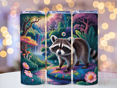 Enchanted Forest Raccoon 20oz Tumbler, Enchanted Forest Cup Wrap, Seamless Animal Design, Sublimation Tumbler Wrap, 20Oz Tumbler Design, Artistic Forest Cup, Stylish Raccoon Wrap Sublimation SvggirlplusArt 