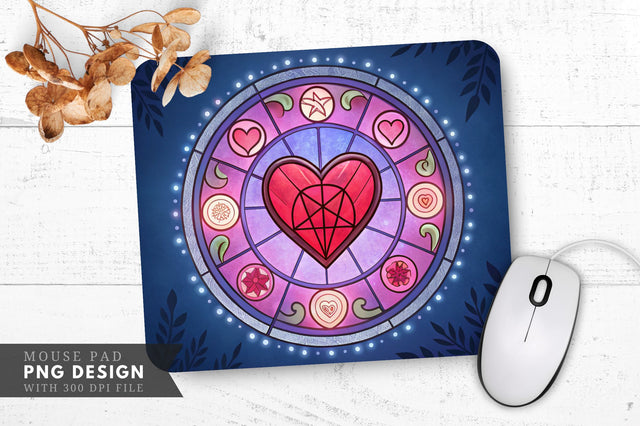 Enchanted Heart with Glowing Runes Mouse Pad PNG Design Sublimation Regulrcrative 