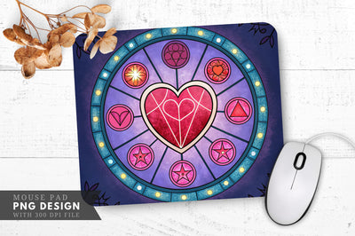 Enchanted Heart with Glowing Runes Mouse Pad PNG Design Sublimation Regulrcrative 