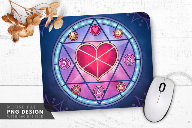 Enchanted Heart with Glowing Runes Mouse Pad PNG Design Sublimation Regulrcrative 