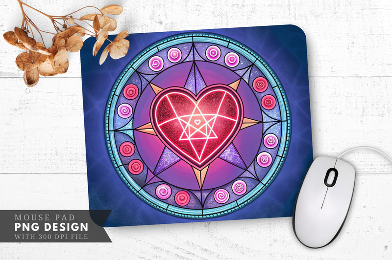Enchanted Heart with Glowing Runes Mouse Pad PNG Design Sublimation Regulrcrative 