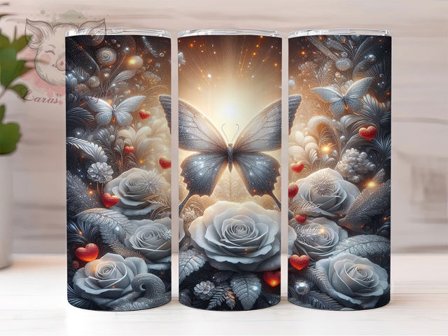 Enchanted Magical Butterfly 20oz Tumbler, Floral Cup Wrap, Enchanted Butterfly Design, Sublimation Tumbler Wrap, 20Oz Tumbler Design, Whimsical Floral Cup, Artistic Butterfly Wrap Sublimation Lara' s Designs 