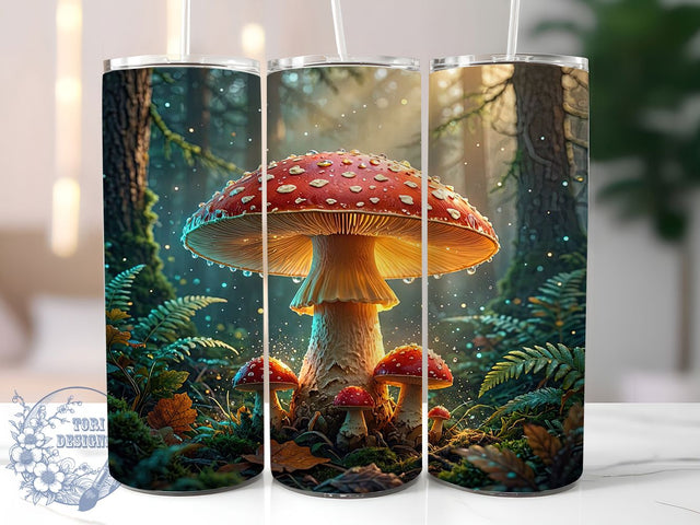 Enchanted Mushroom Forest 20oz Tumbler, Mushroom Forest, Enchanted Woodland, Magical Forest, Rustic Charm, Fairycore Style, 20oz Wrap, Sublimation Tumbler Sublimation ToriDesigns 