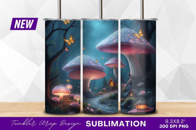 Enchanted mushroom forest with fairytale cottage scene Sublimation Regulrcrative 