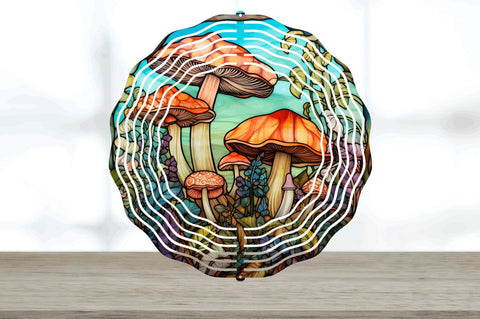 Enchanted Mushroom's Wind Spinner Floral Sublimation Design Sublimation Regulrcrative 