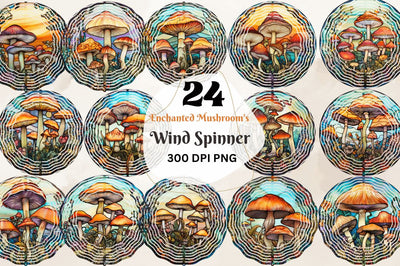 Enchanted Mushroom's Wind Spinner Floral Sublimation Design Sublimation Regulrcrative 