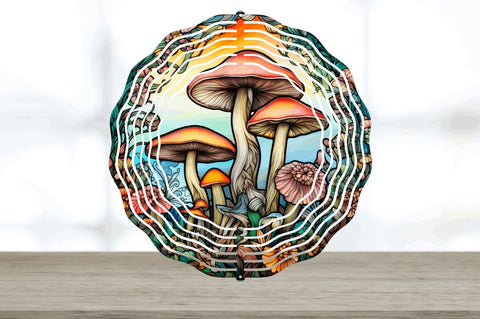 Enchanted Mushroom's Wind Spinner Floral Sublimation Design Sublimation Regulrcrative 