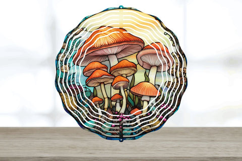 Enchanted Mushroom's Wind Spinner Floral Sublimation Design Sublimation Regulrcrative 