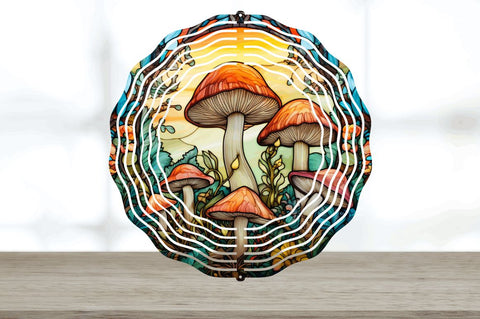Enchanted Mushroom's Wind Spinner Floral Sublimation Design Sublimation Regulrcrative 