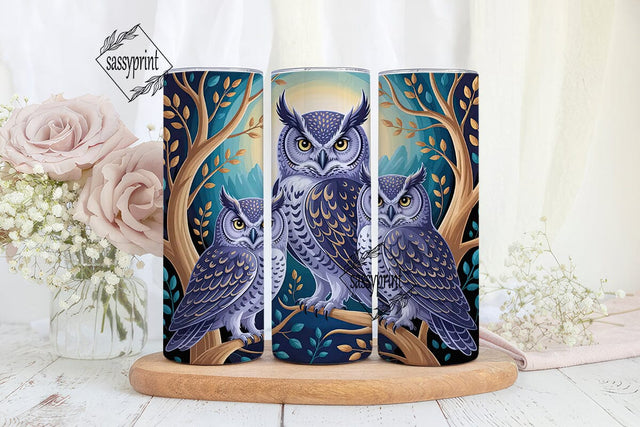 Enchanted Owl Forest 20oz Tumbler Wrap Sublimation sassyprint 