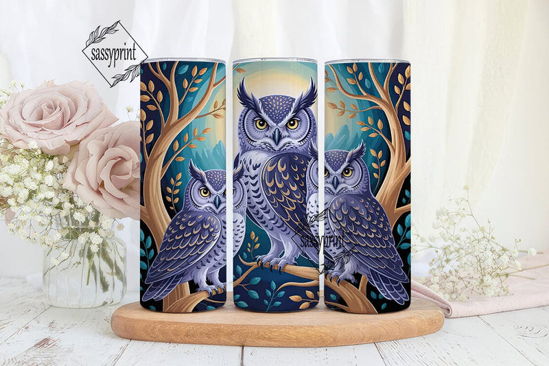 Enchanted Owl Forest 20oz Tumbler Wrap Sublimation sassyprint 