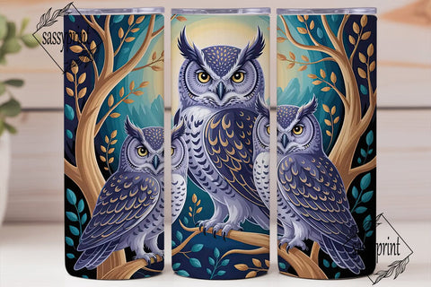Enchanted Owl Forest 20oz Tumbler Wrap Sublimation sassyprint 