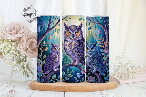 Enchanted Owl Forest 20oz Tumbler Wrap Sublimation sassyprint 