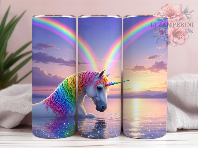 Enchanted Rainbow Unicorn Tumbler, Rainbow Fantasy Gift, Mystical Design Cup, Girls Unicorn Present, Fantasy Art Gift, Colorful Magic Cup, Sublimation Template Sublimation Li Zamperini 