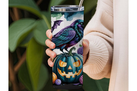 Enchanted Raven Halloween 20oz Tumbler Sublimation DesignSVG 