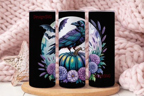Enchanted Raven Halloween 20oz Tumbler Sublimation DesignSVG 