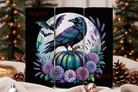 Enchanted Raven Halloween 20oz Tumbler Sublimation DesignSVG 