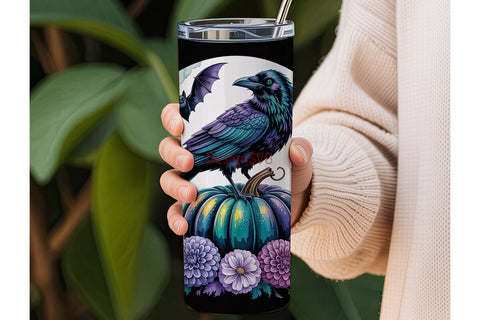 Enchanted Raven Halloween 20oz Tumbler Sublimation DesignSVG 