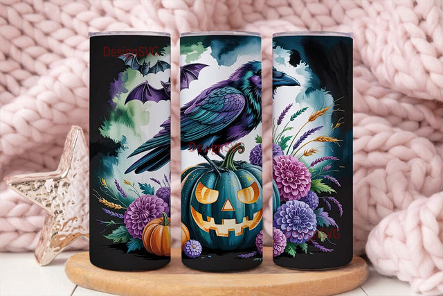 Enchanted Raven Halloween 20oz Tumbler Sublimation DesignSVG 