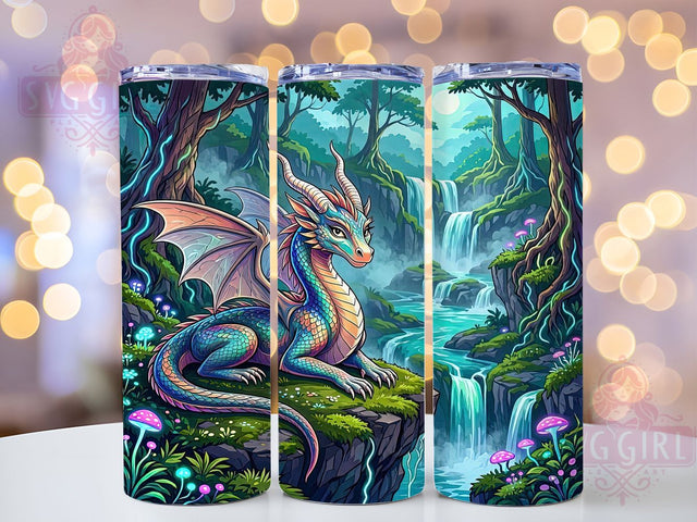 Enchanted River Dragon 20oz Tumbler, River Dragon, Enchanted Style, Fantasy Theme, Sublimation Wrap, 20oz Tumbler, Mystical Aesthetic, Ethereal Design Sublimation SvggirlplusArt 