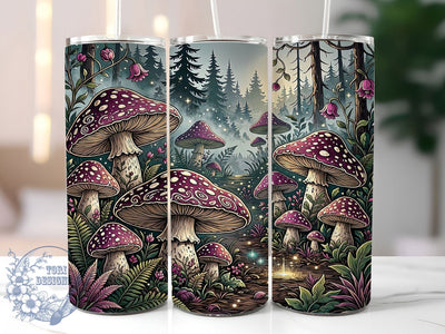 Enchanted Toadstool Forest 20oz Tumbler, Toadstool Forest, Enchanted Woodland, Magical Forest, Rustic Charm, Fairycore Style, 20oz Wrap, Sublimation Tumbler Sublimation ToriDesigns 