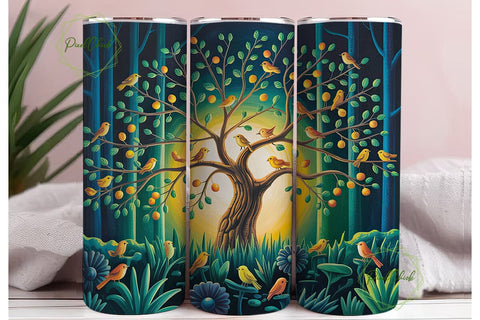 Enchanted Tree Forest Tumbler Wrap PNG Sublimation PixelChick 