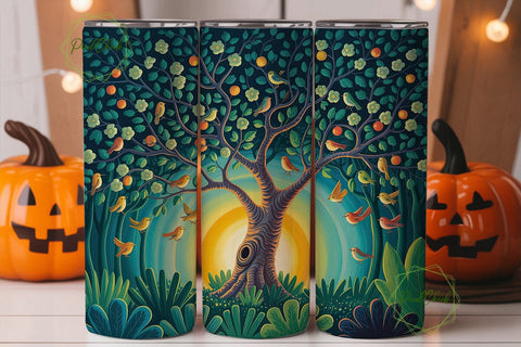 Enchanted Tree Forest Tumbler Wrap PNG Sublimation PixelChick 