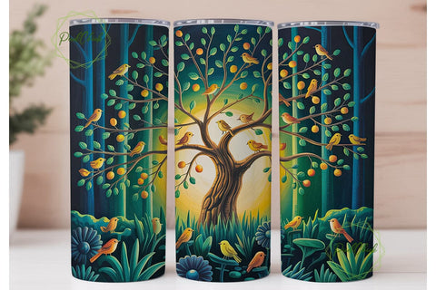 Enchanted Tree Forest Tumbler Wrap PNG Sublimation PixelChick 