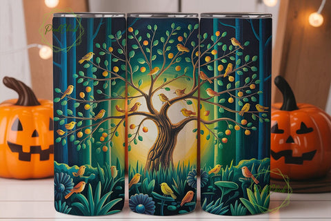 Enchanted Tree Forest Tumbler Wrap PNG Sublimation PixelChick 
