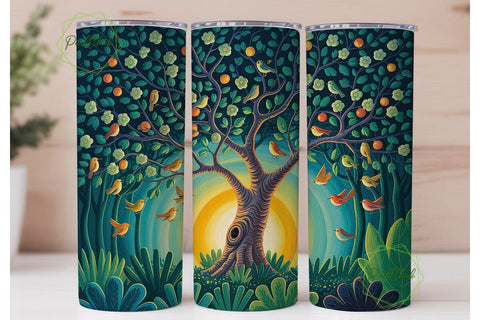 Enchanted Tree Forest Tumbler Wrap PNG Sublimation PixelChick 