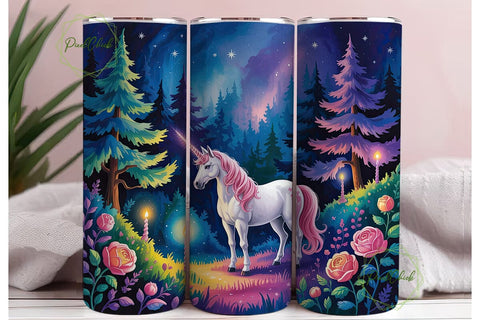 Enchanted Unicorn Forest 20oz Tumbler Sublimation PixelChick 