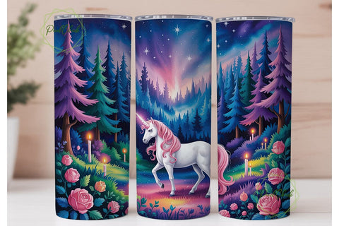 Enchanted Unicorn Forest 20oz Tumbler Sublimation PixelChick 