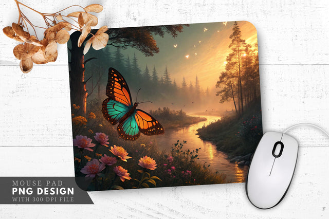 Enchanted Valley Butterfly Mouse Pad Design Sublimation Regulrcrative 
