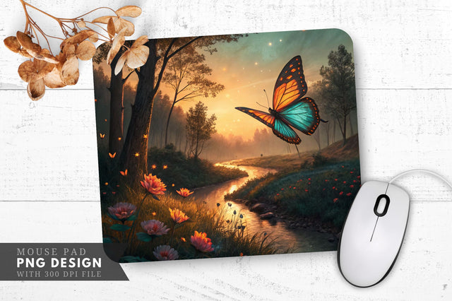 Enchanted Valley Butterfly Mouse Pad PNG Sublimation Regulrcrative 
