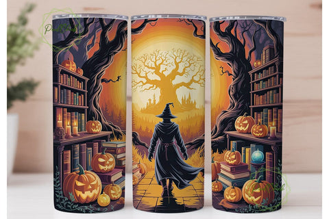 Enchanted Witchy Library Scene Tumbler Sublimation PixelChick 