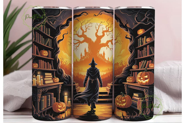 Enchanted Witchy Library Scene Tumbler Sublimation PixelChick 