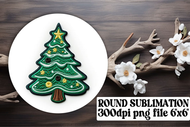 Enchanting 3D Embroidered Christmas Round Ornament Sublimation Sublimation afrosvg 