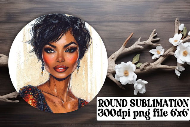 Enchanting Afro American Round Prints Sublimation afrosvg 