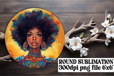 Enchanting Afro American Round Prints Sublimation afrosvg 