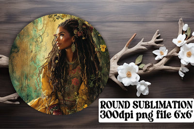 Enchanting Afro American Round Prints Sublimation afrosvg 