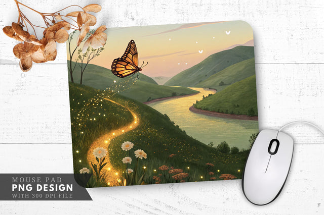 Enchanting Butterfly Dreamscape Mouse Pad Design Sublimation Regulrcrative 