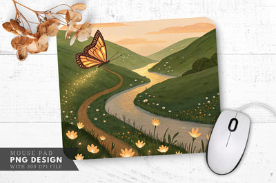Enchanting Butterfly Dreamscape Mouse Pad PNG Design Sublimation Regulrcrative 