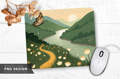 Enchanting Butterfly Dreamscape Mouse Pad PNG Sublimation Regulrcrative 