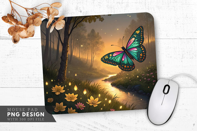 Enchanting Butterfly Garden Mouse Pad PNG Sublimation Regulrcrative 