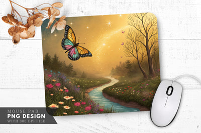 Enchanting Butterfly Garden Mouse Pad PNG Sublimation Regulrcrative 